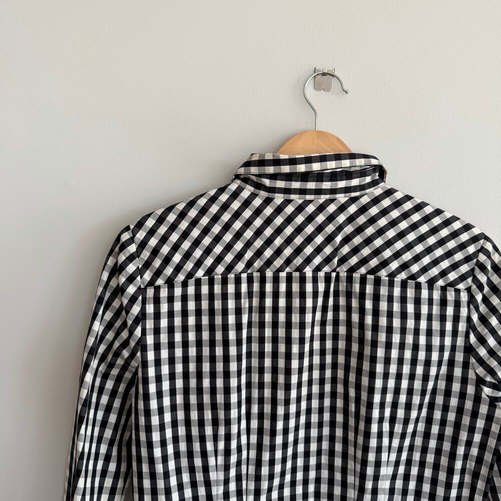 Lafayette 148 Gingham Pattern Long Sleeve Button Up Shirt Black White 6 - Picture 7 of 7